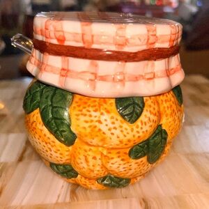 Vintage Orange Marmalade Jam Jar w/Spoon